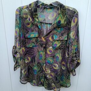 Sara Michelle Sheer Peacock Top